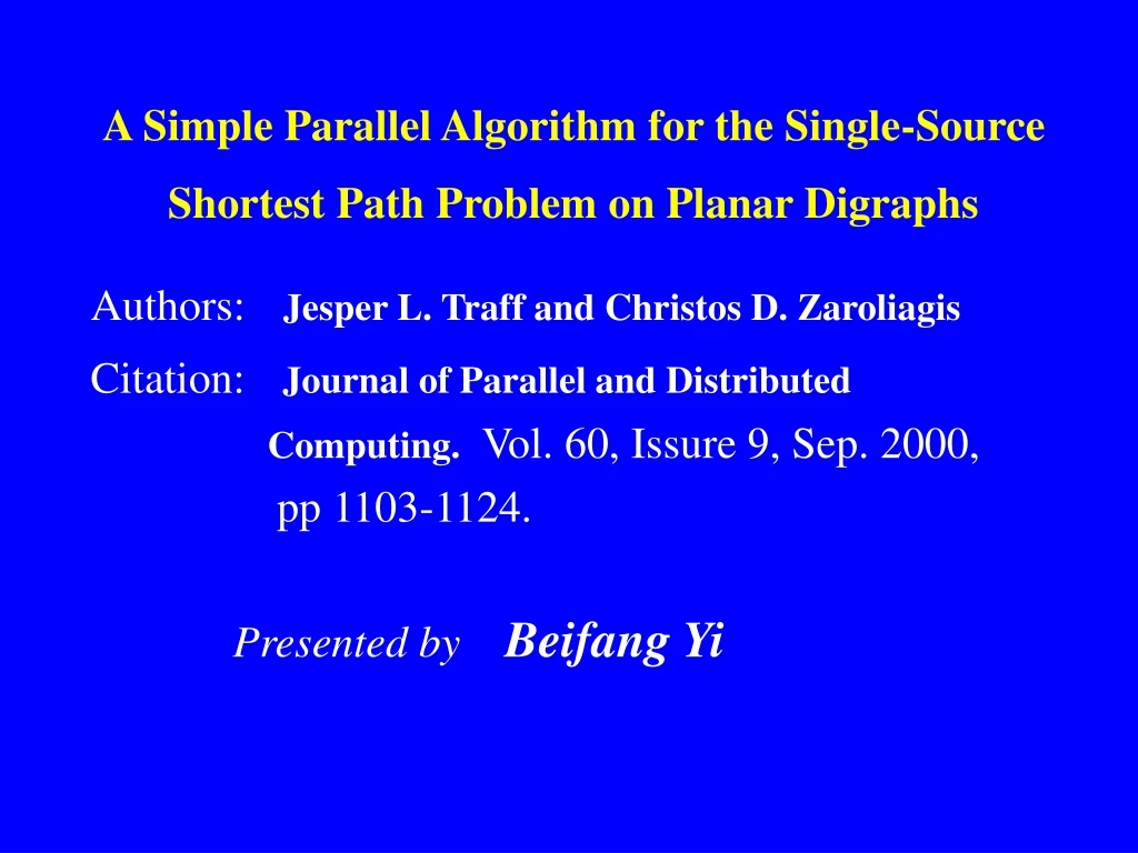 a simple parallel algorithm for the single source shortest path problem on planar digraphs