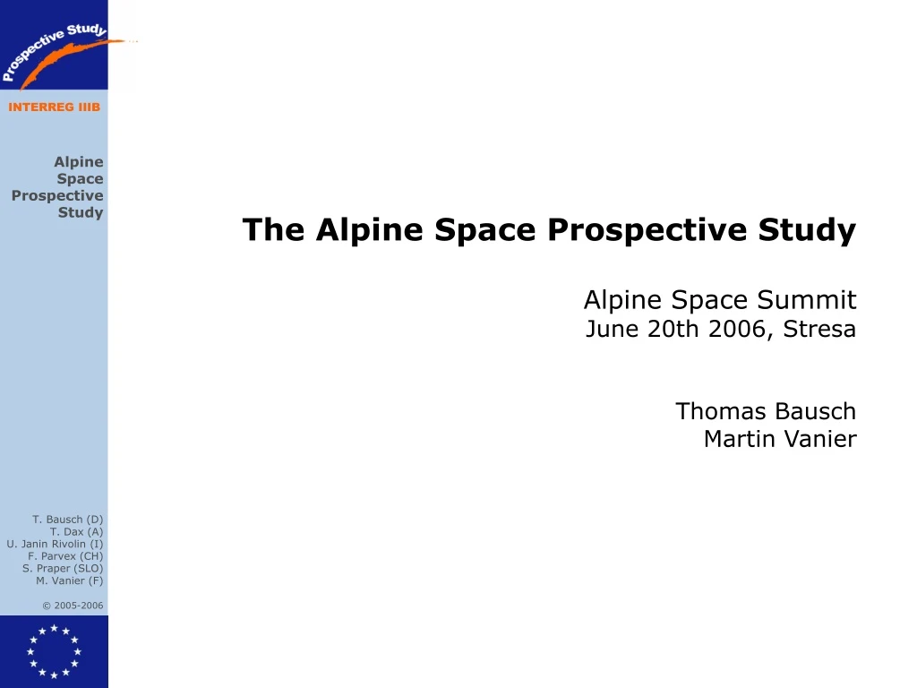 the alpine space prospective study alpine space