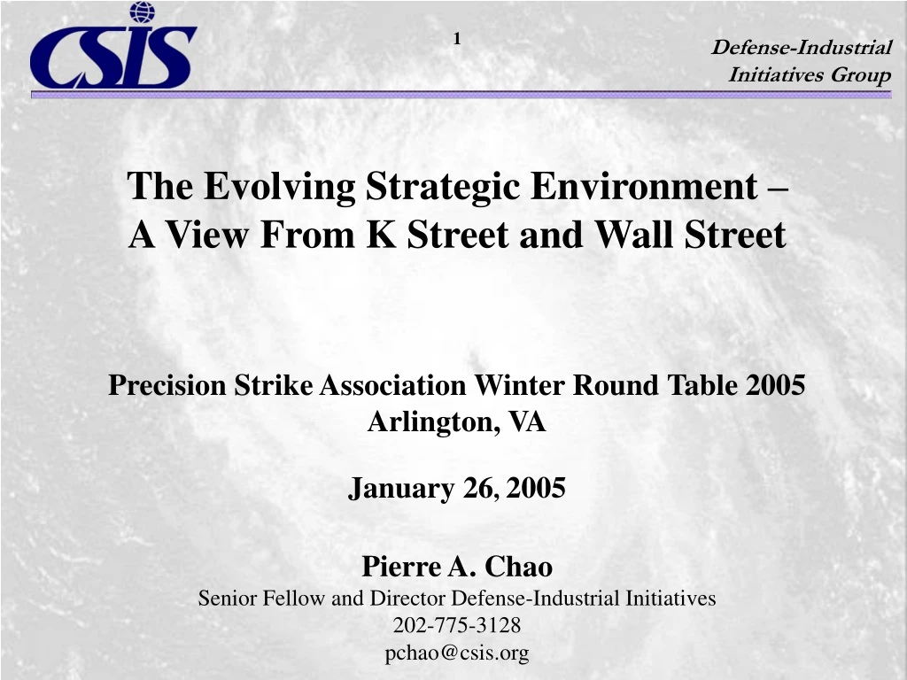 the evolving strategic environment a view from