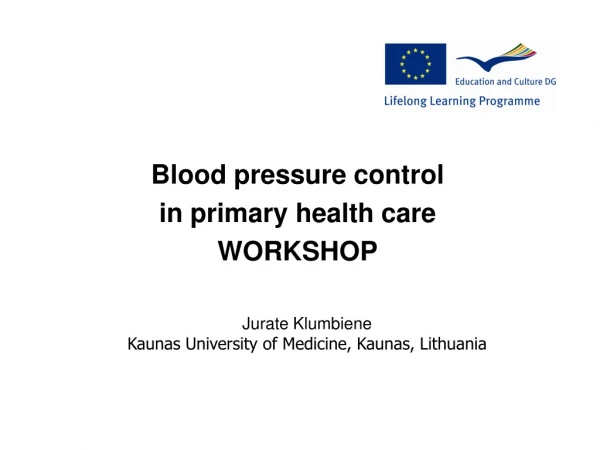 B lood  pressure control in primary  health  care WORKSHOP