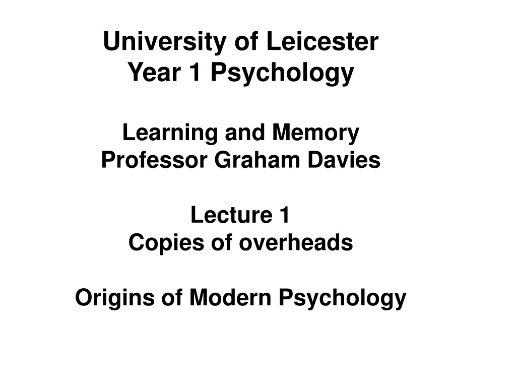 university of leicester year 1 psychology