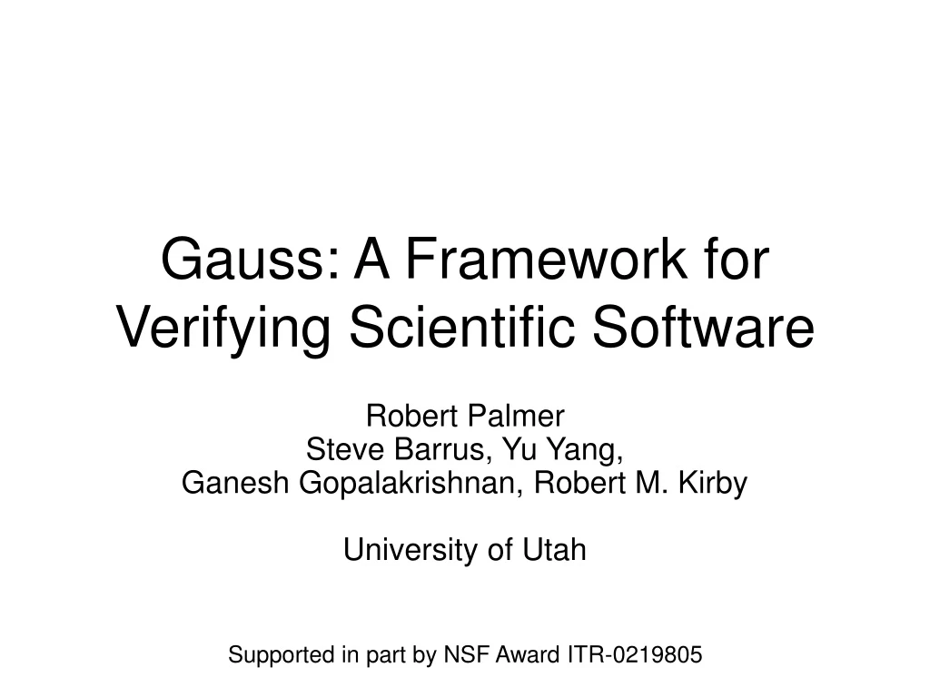 gauss a framework for verifying scientific software