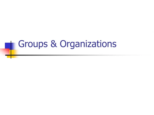 Groups &amp; Organizations