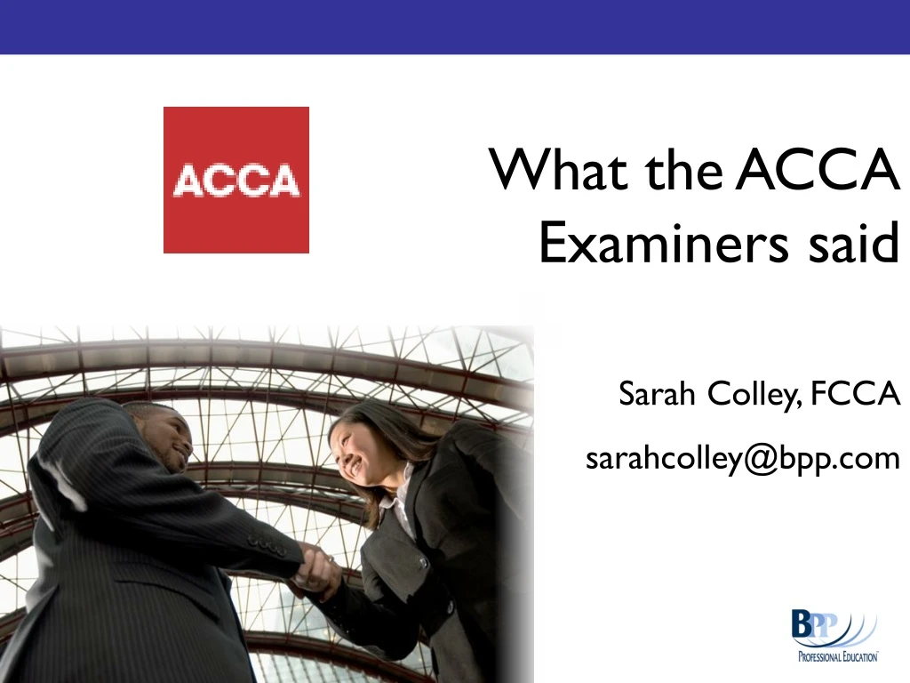 what the acca examiners said sarah colley fcca
