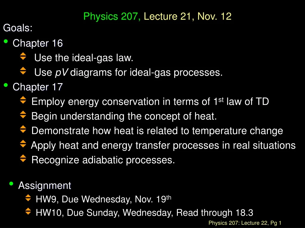 physics 207 lecture 21 nov 12