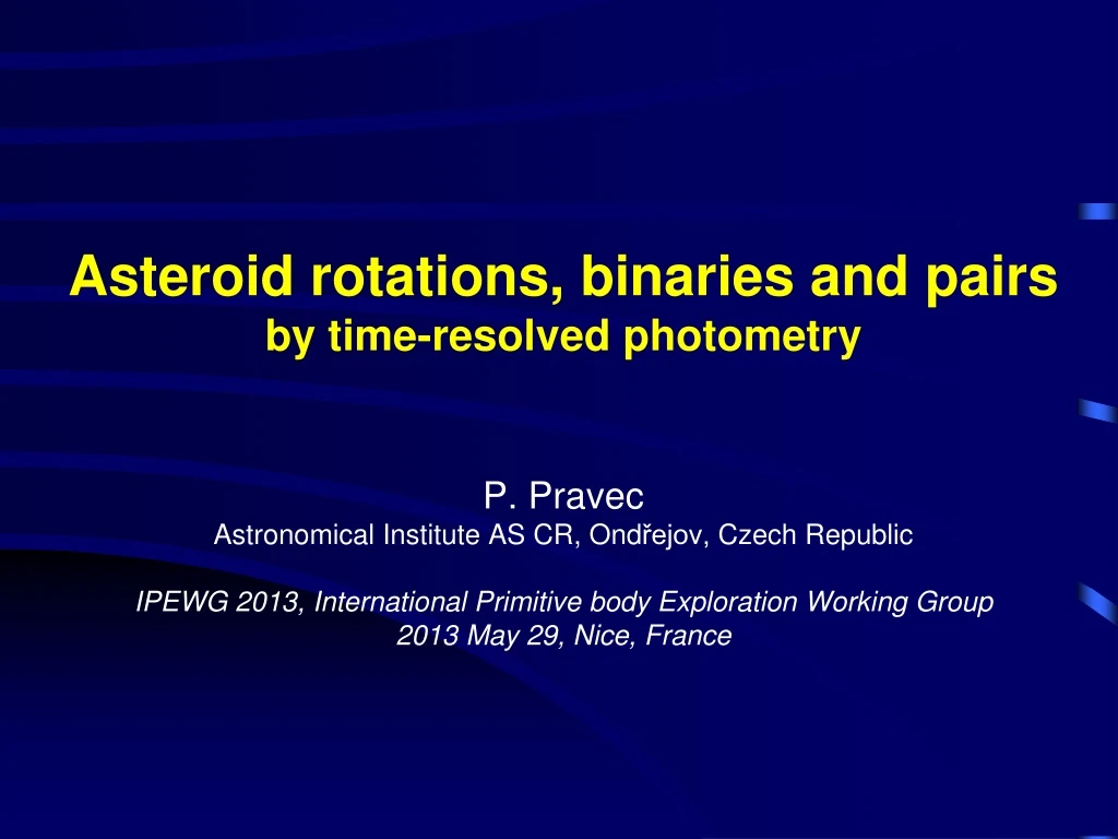 asteroid rotations binaries and pairs by time resolved photometry