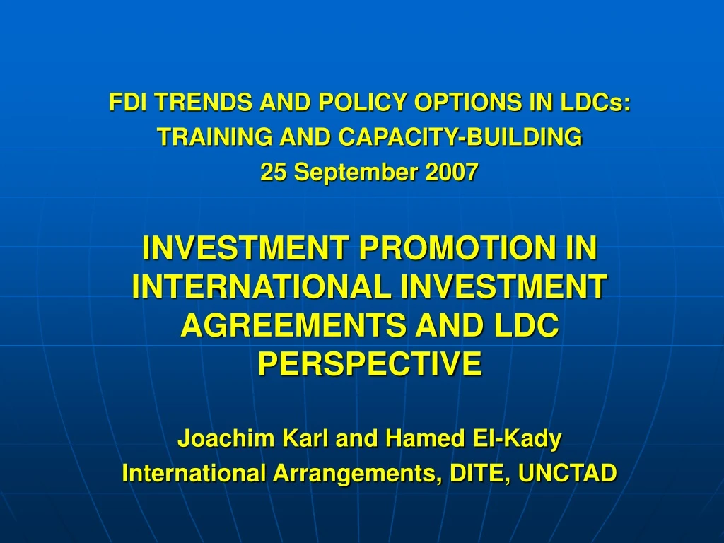 fdi trends and policy options in ldcs training