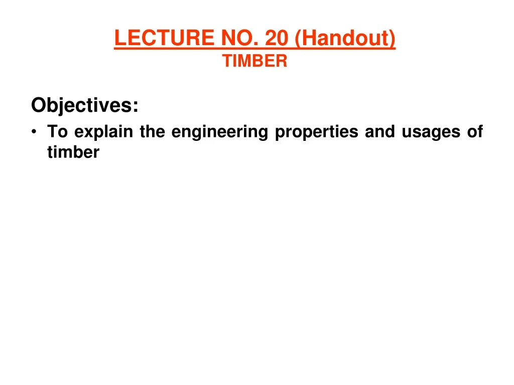 lecture no 20 handout timber