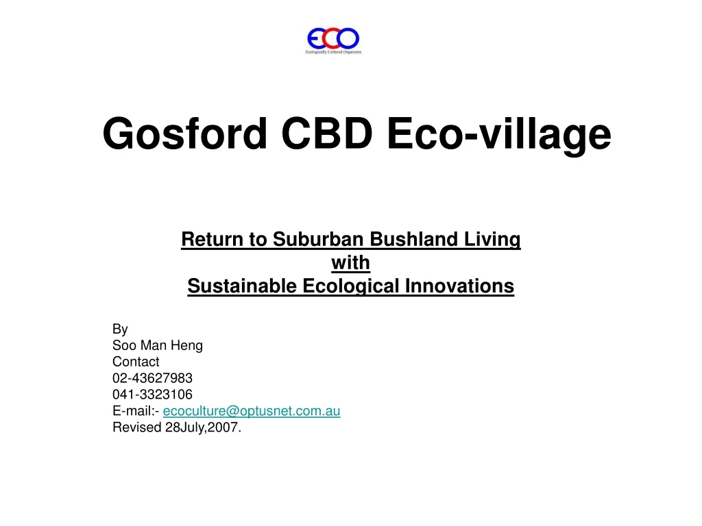 gosford cbd eco village