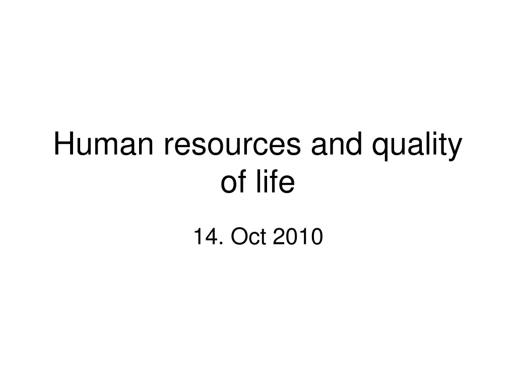 human resources and quality of life