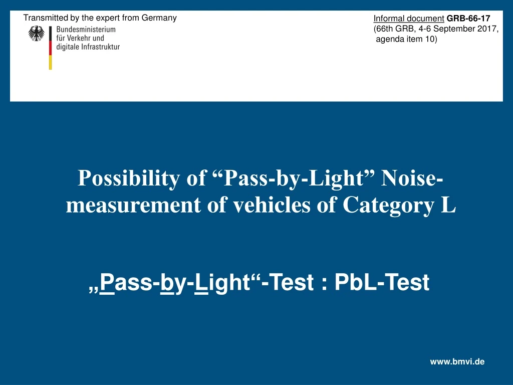 possibility of pass by light noise measurement of vehicles of category l