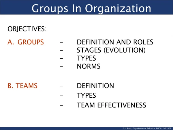 Groups In Organization