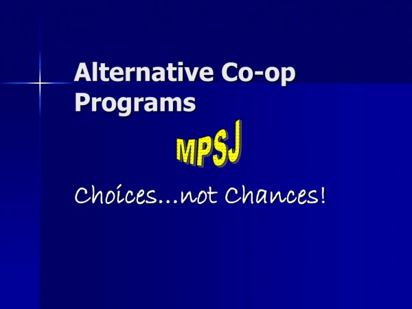 Alternative Co-op Programs