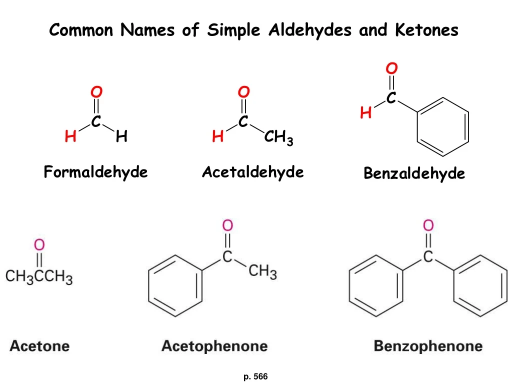 common names of simple aldehydes and ketones