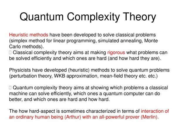 Quantum Complexity Theory