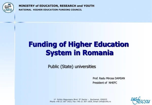 Funding of Higher Education   System in Romania
