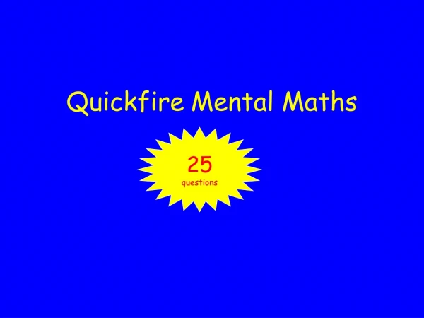 Quickfire Mental Maths