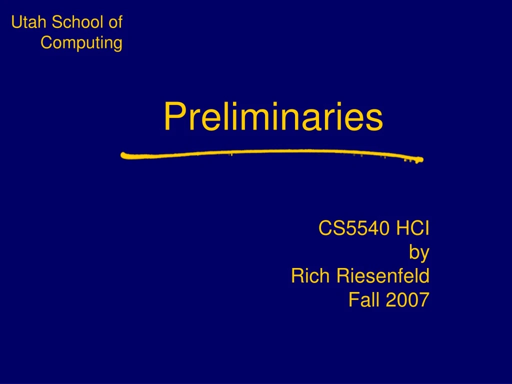 preliminaries