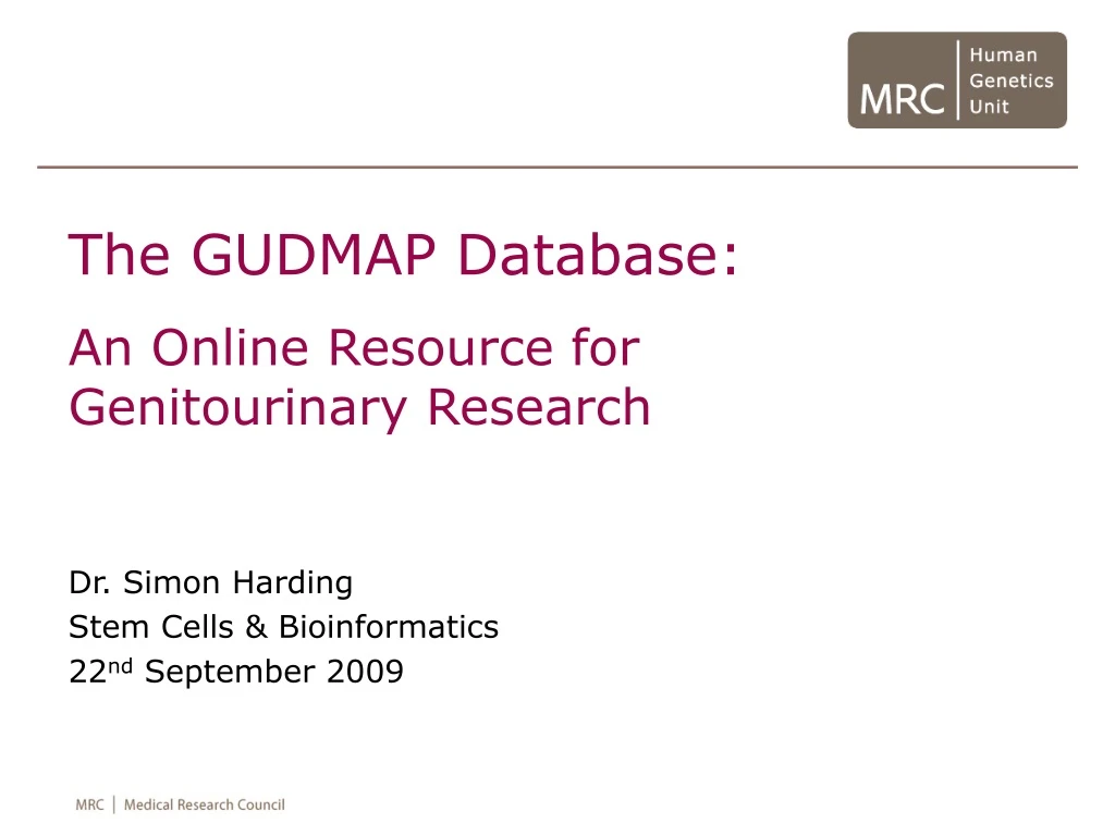 the gudmap database an online resource