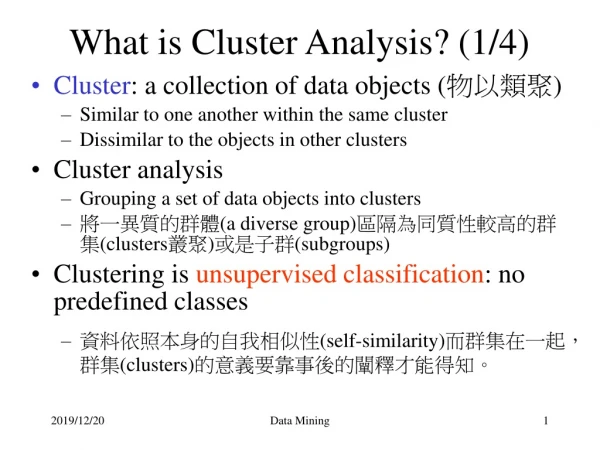 What is Cluster Analysis? (1/4)