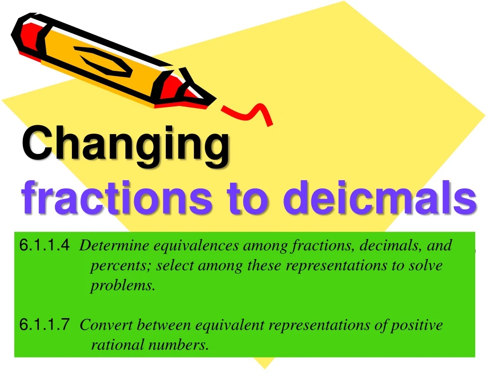 changing fractions to deicmals