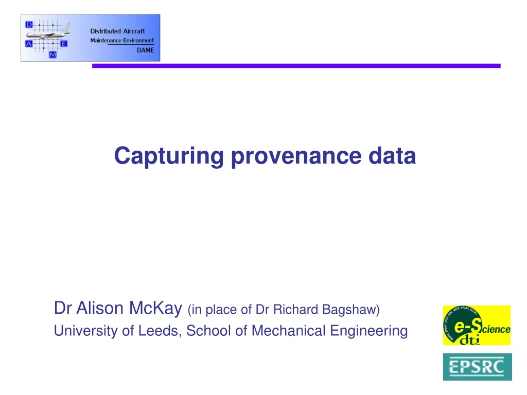 capturing provenance data