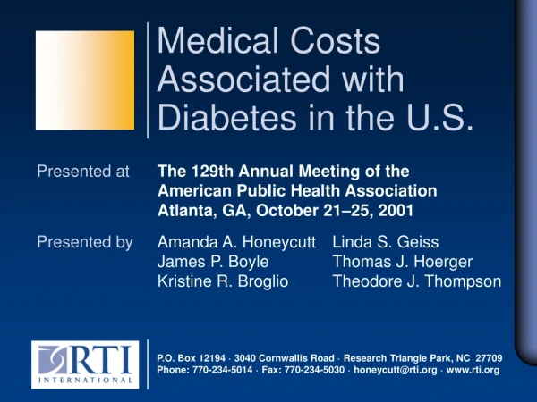 Medical Costs Associated with Diabetes in the U.S.