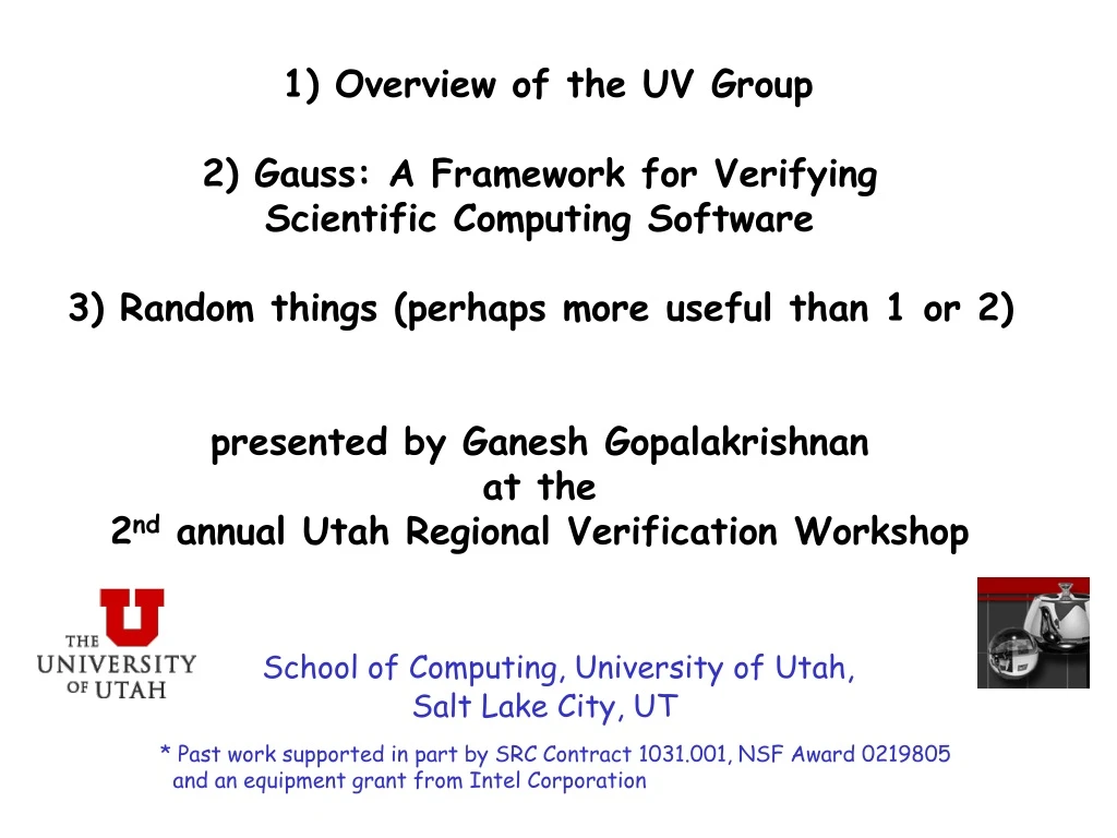 1 overview of the uv group 2 gauss a framework