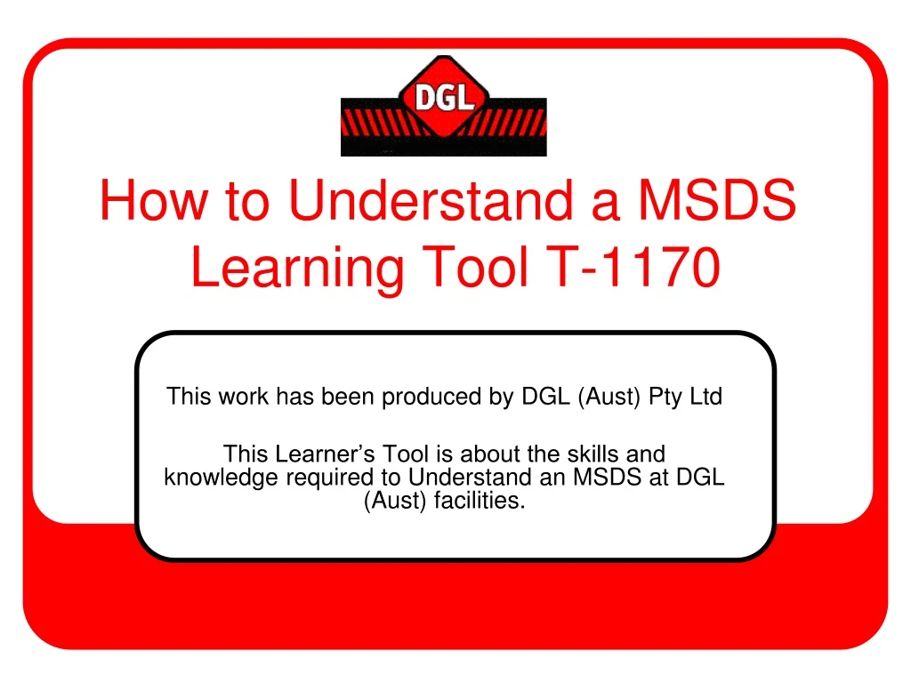 how to understand a msds learning tool t 1170