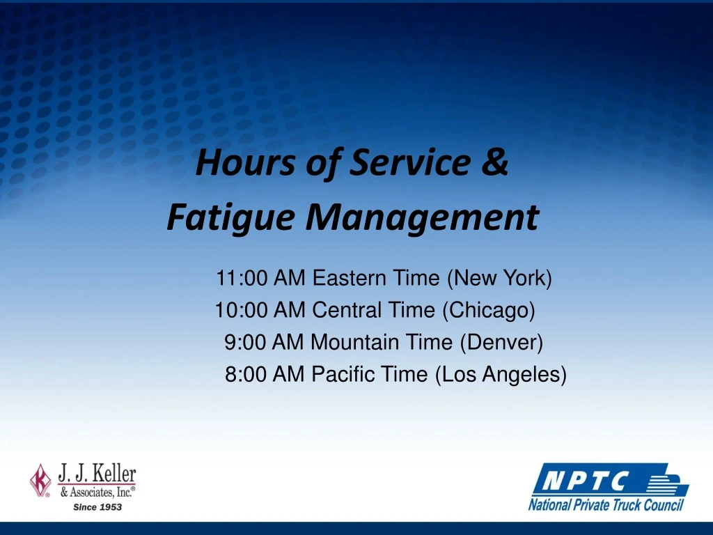 hours of service fatigue management