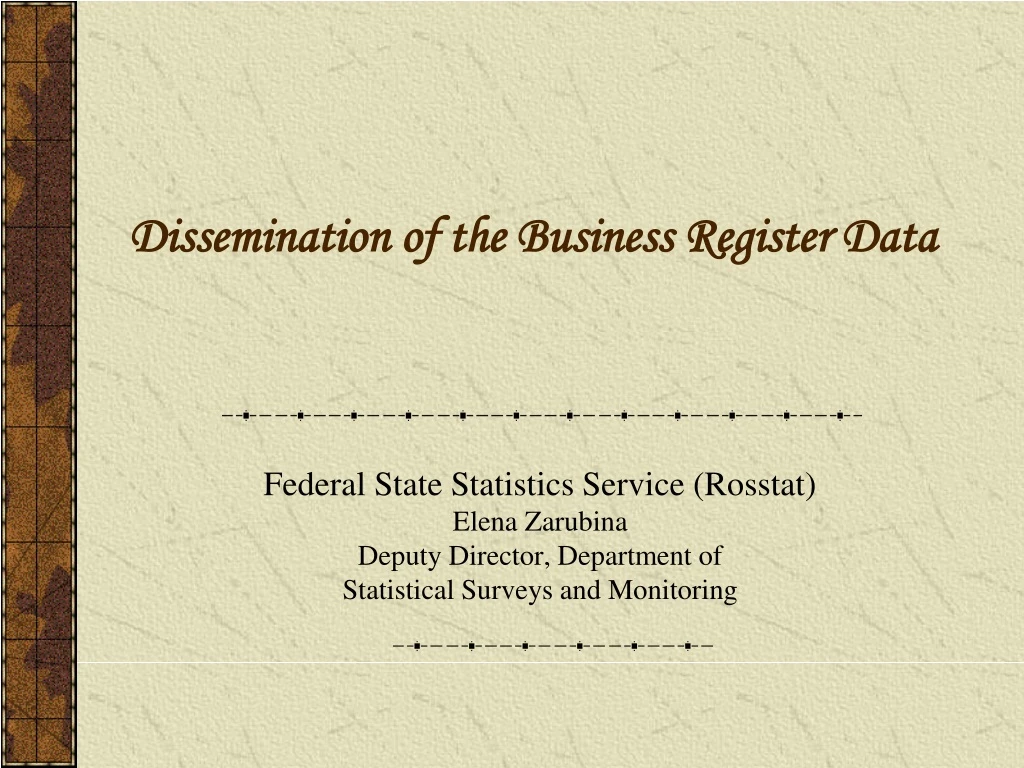 dissemination of the business register data