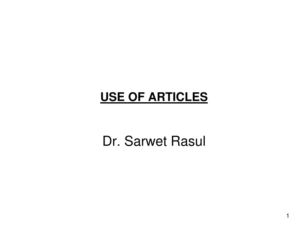 use of articles