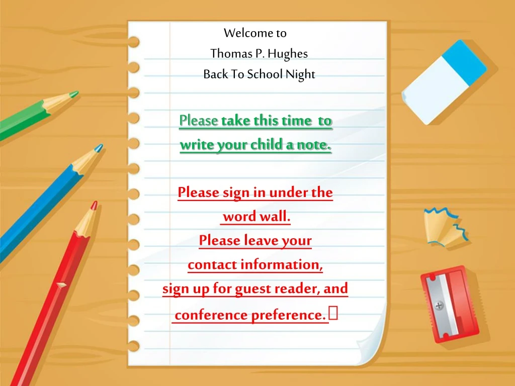 welcome to thomas p hughes back to school night