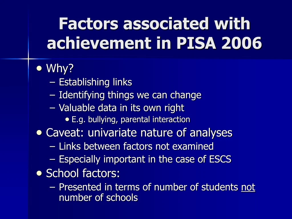 factors associated with achievement in pisa 2006