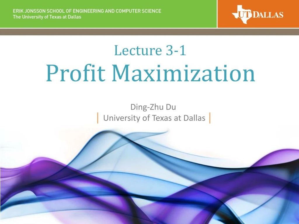 lecture 3 1 profit maximization