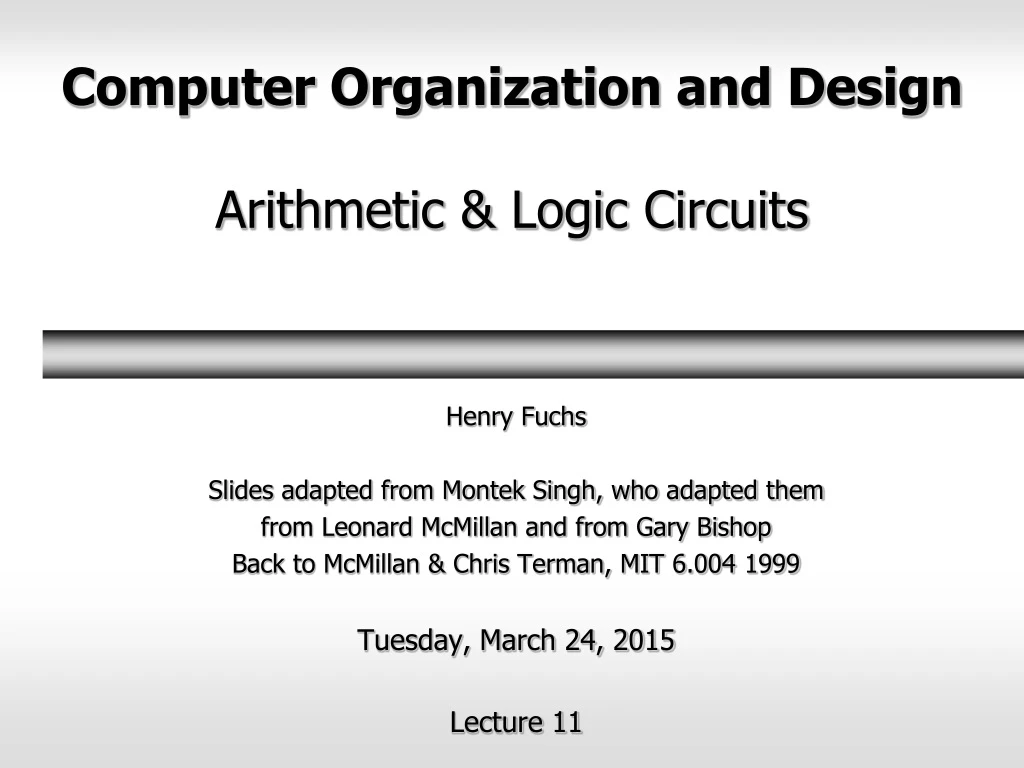 computer organization and design arithmetic logic circuits