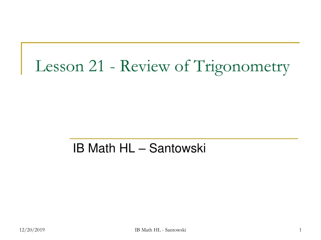 lesson 21 review of trigonometry