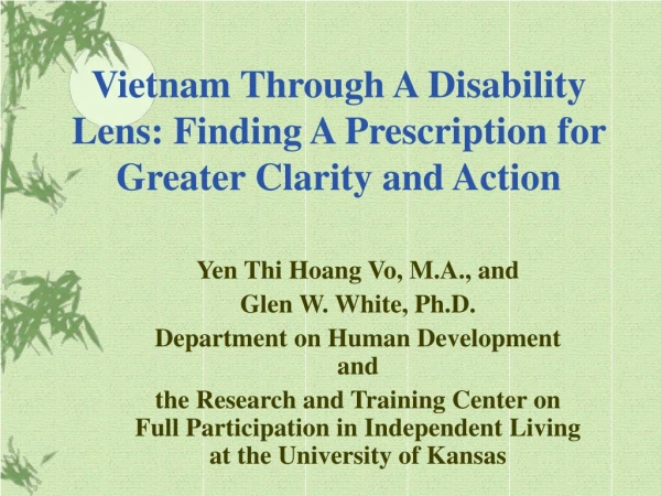 Vietnam Through A Disability Lens: Finding A Prescription for Greater Clarity and Action