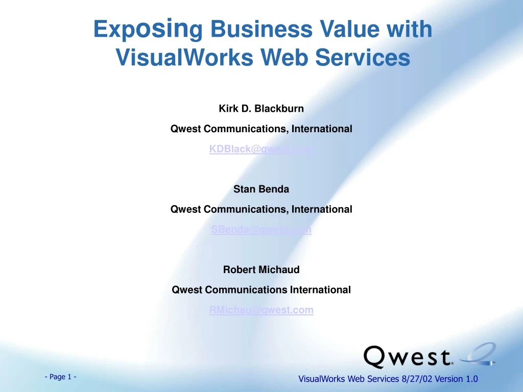 exp osin g business value with visualworks web services