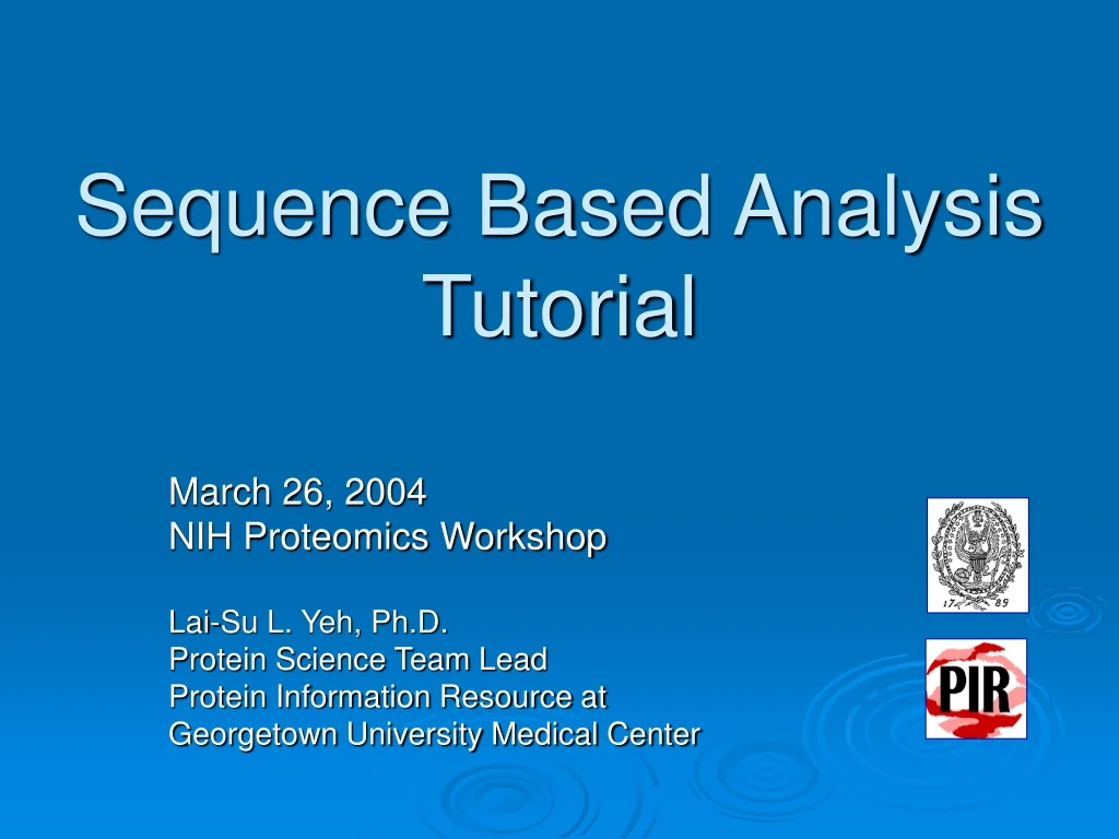 sequence based analysis tutorial