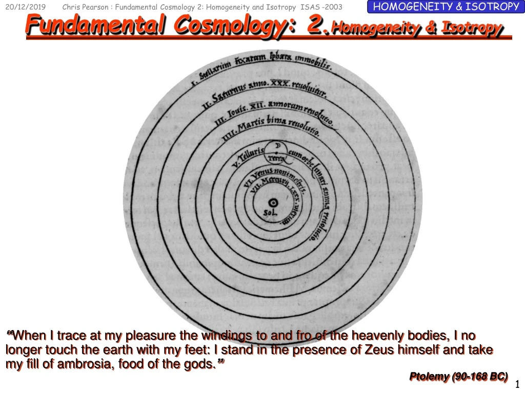 PPT - Fundamental Cosmology: 2. Homogeneity & Isotropy