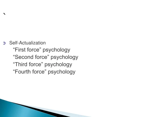 Self-Actualization “First force” psychology “Second force” psychology “Third force” psychology