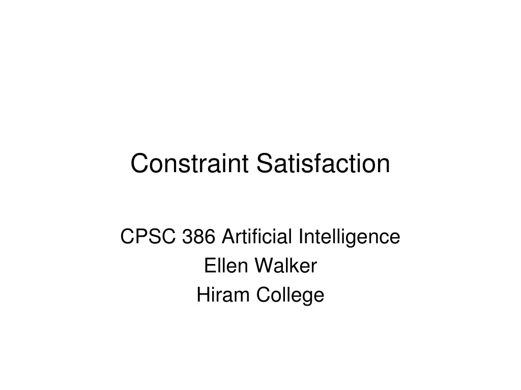 constraint satisfaction