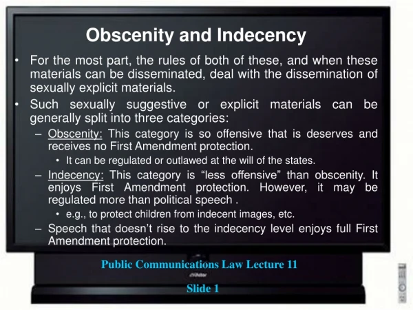 Obscenity and Indecency
