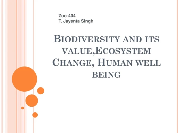 Biodiversity and its  value,Ecosystem  Change, Human well being