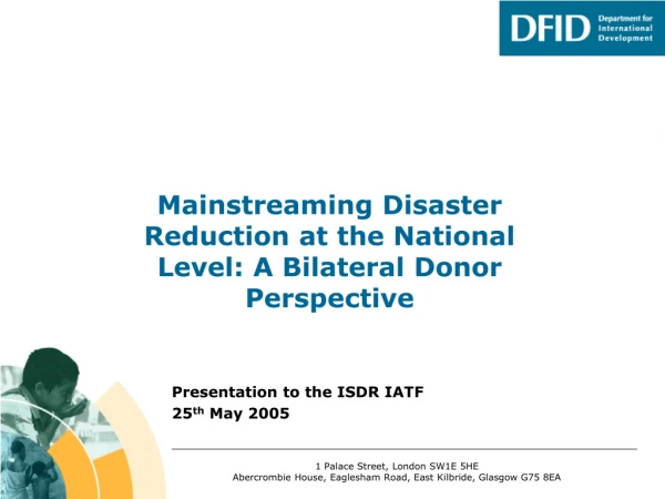Mainstreaming Disaster Reduction at the National Level: A Bilateral Donor Perspective