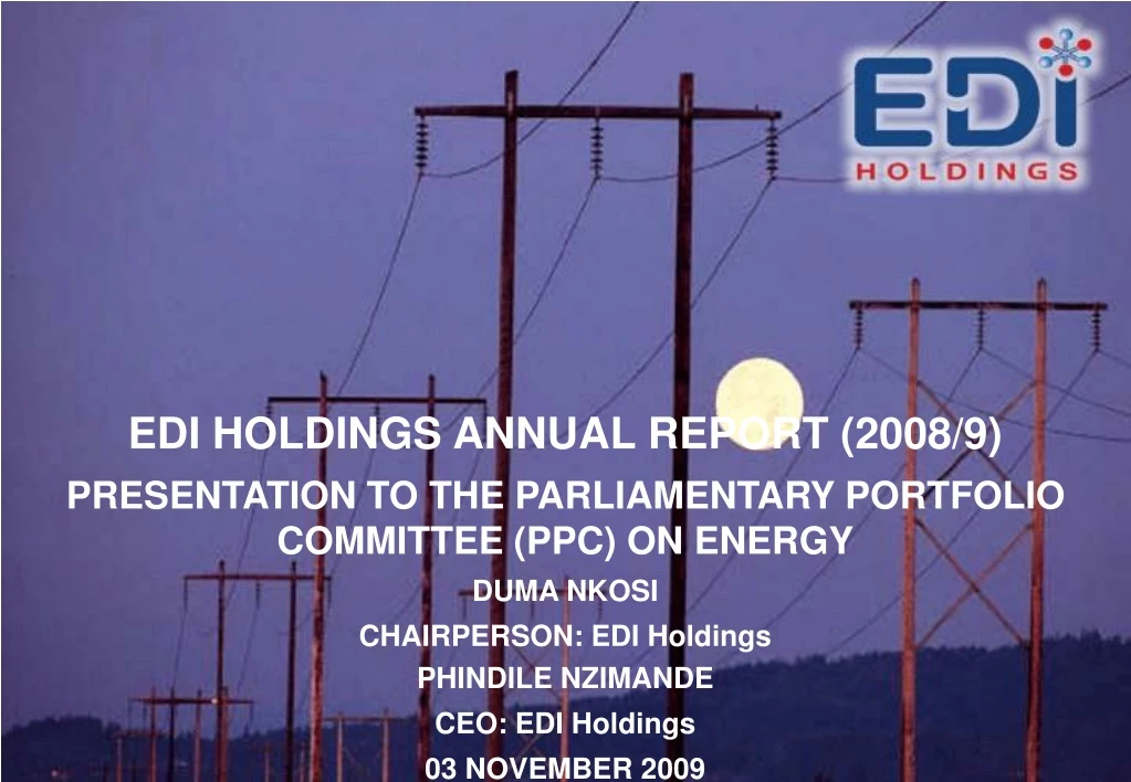 edi holdings annual report 2008 9 presentation