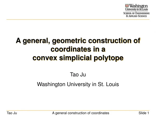 A general, geometric construction of coordinates in a  convex simplicial polytope
