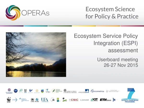 Ecosystem Service Policy Integration (ESPI) assessment