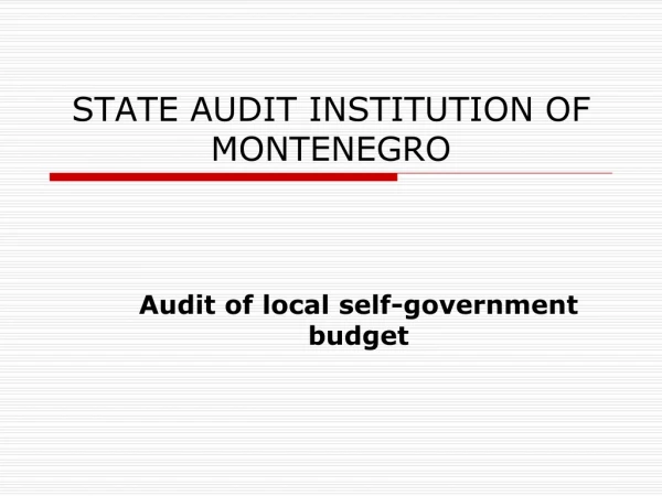 STATE AUDIT INSTITUTION OF MONTENEGRO